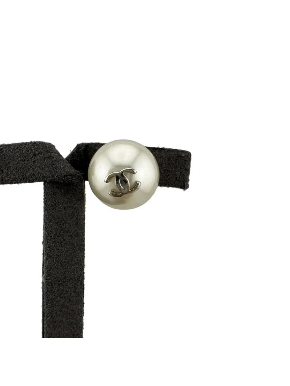 Chanel CC Logo Faux Pearl Earrings One Side Only 98P Metal White Silver